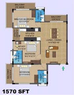 3 bhk 1570sft