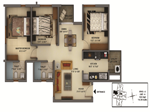 3 BED - 1230 Sft